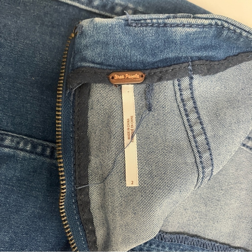 FREE PEOPLE back zip bodycon denim mini - Picture 4 of 6